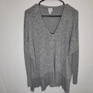 Peyton Jensen M Sweater Women Gray V Neck Soft Knit Slouchy Fit USA Stretch